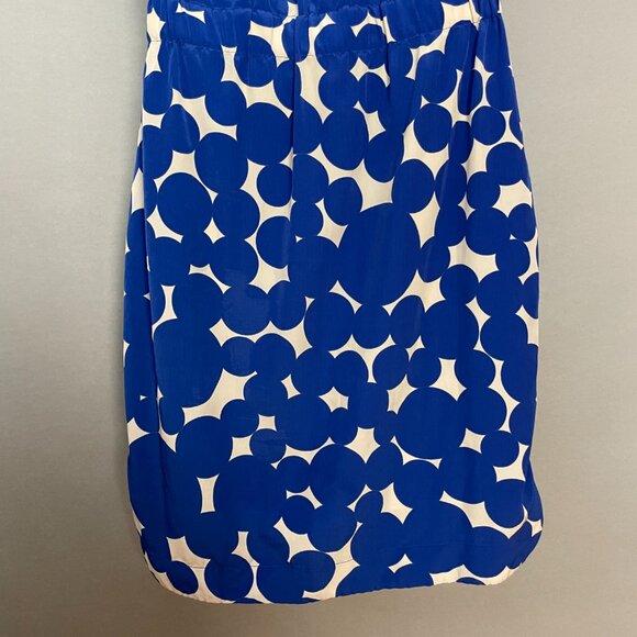 Yoana Baraschi Dress Dotted Women Size 10 Blue Cream Cut-Out Neckline Tie‎ Belt - Picture 7 of 15